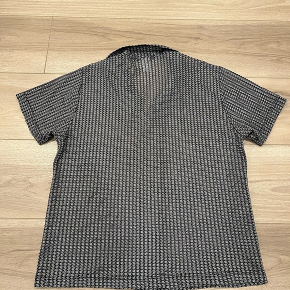 YMLA Vintage Club Shirt Semi-Translucent Metallic Waves Made in USA Men's M - Picture 8 of 8